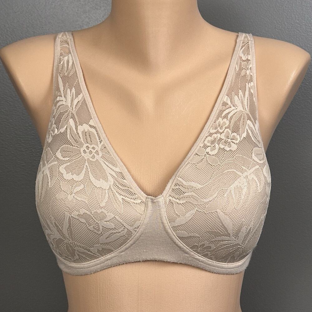 Bali Breathe Lace Cotton T Shirt Convertible Bra Size Medium DF7594 Wireless